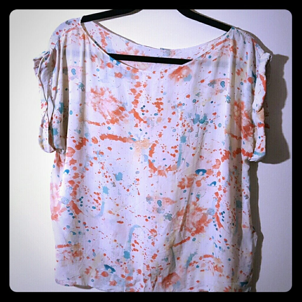 [Alice+Olivia] Silk splatter paint top